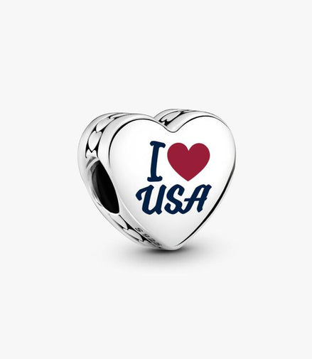 Pandora Moments Silver "USA" Heart Charm