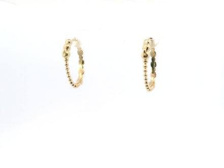14K Yelllow Gold And 0.41 CTW Diamond Beaded Hoop Earrings