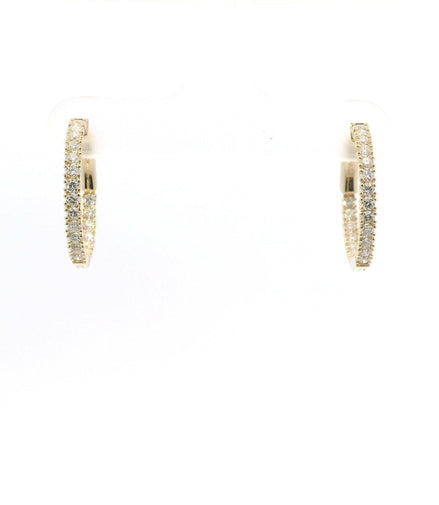 14K Yellow Gold And 0.70 CTW Diamond Inside/Out Huggie Hoop Earring