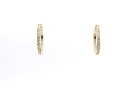14K Yellow Gold And 0.70 CTW Diamond Inside/Out Huggie Hoop Earring