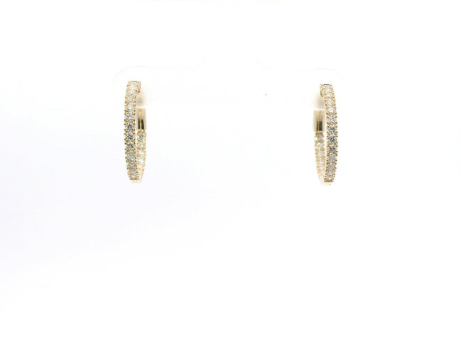 14K Yellow Gold And 0.70 CTW Diamond Inside/Out Huggie Hoop Earring