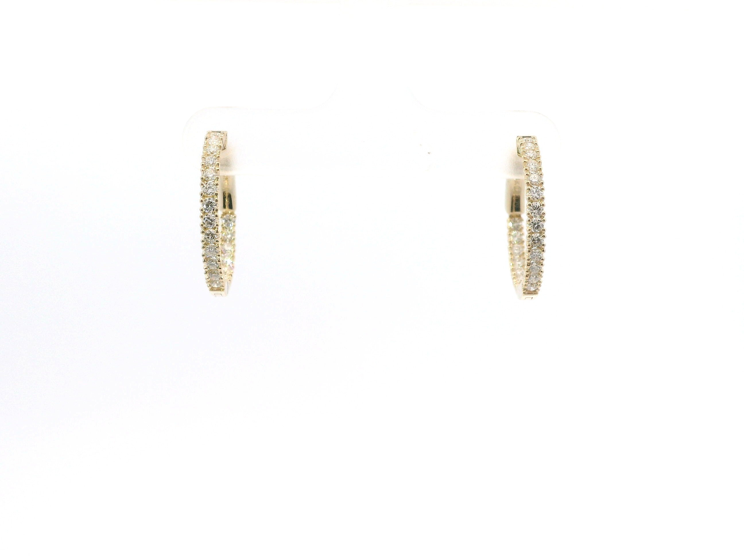 14K Yellow Gold And 0.70 CTW Diamond Inside/Out Huggie Hoop Earring