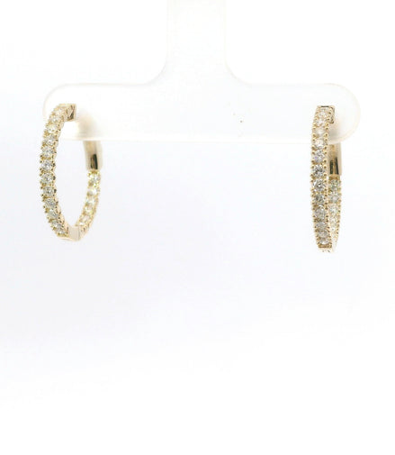 14K Yellow Gold And 0.70 CTW Diamond Inside/Out Huggie Hoop Earring