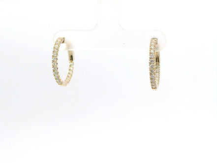 14K Yellow Gold And 0.70 CTW Diamond Inside/Out Huggie Hoop Earring