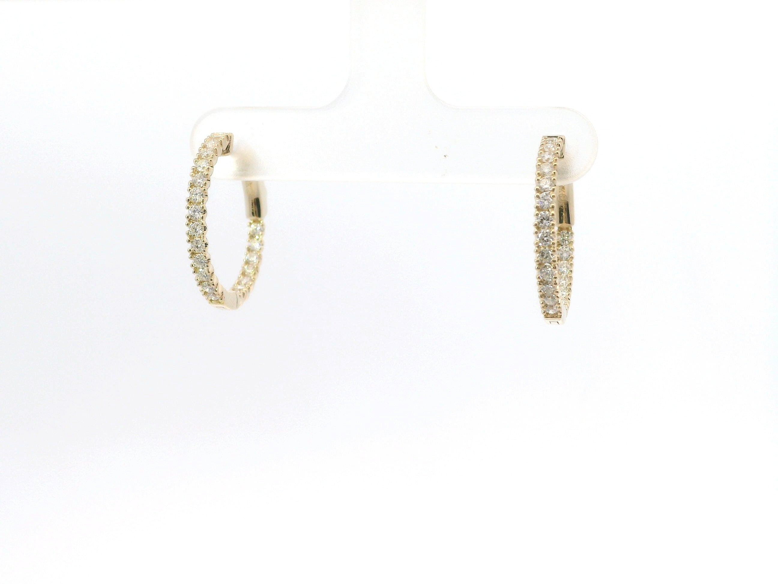 14K Yellow Gold And 0.70 CTW Diamond Inside/Out Huggie Hoop Earring