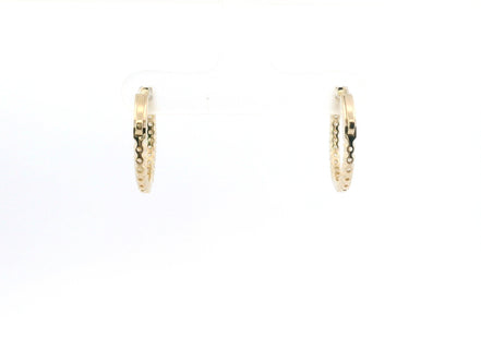 14K Yellow Gold And 0.70 CTW Diamond Inside/Out Huggie Hoop Earring