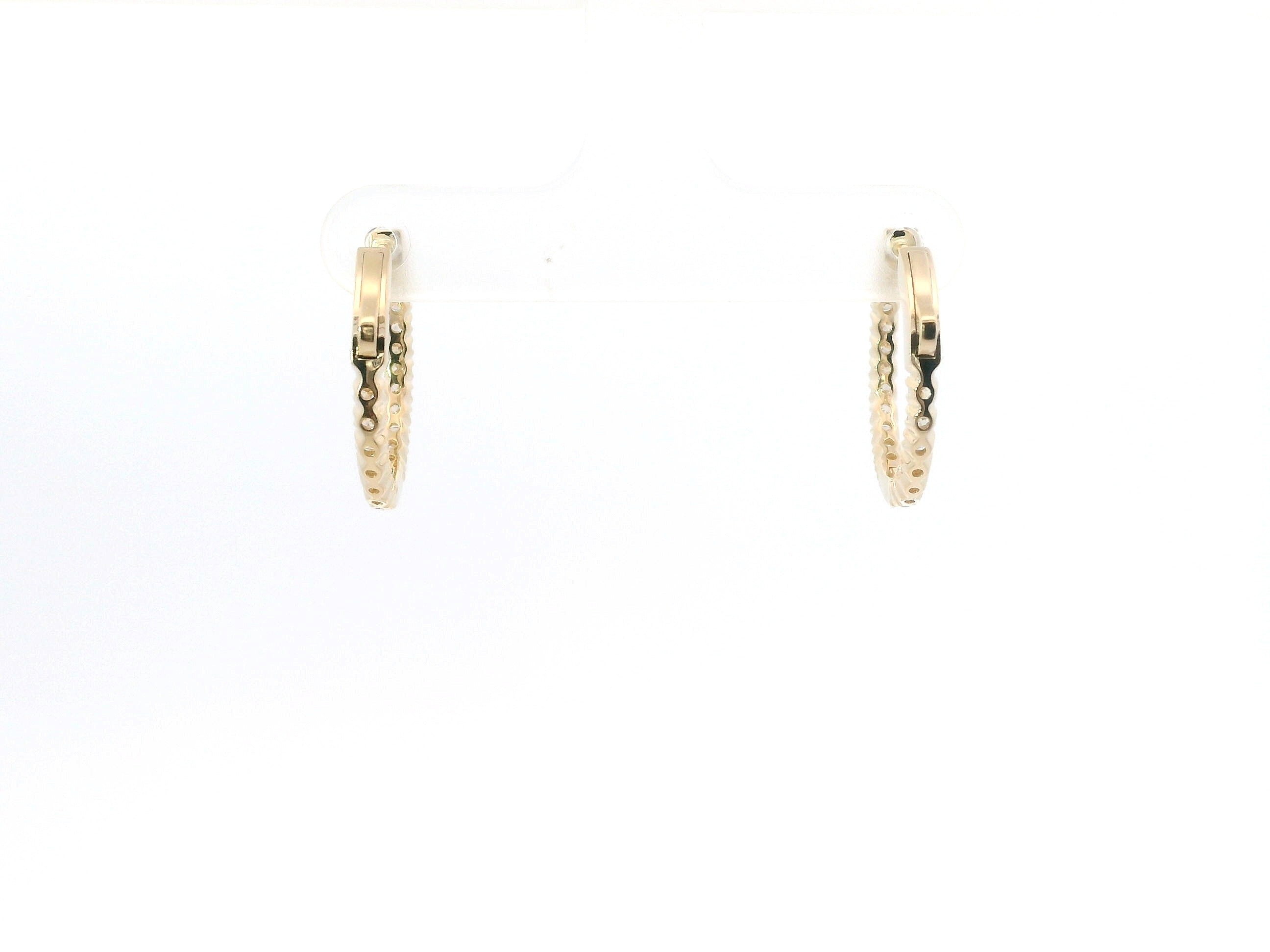 14K Yellow Gold And 0.70 CTW Diamond Inside/Out Huggie Hoop Earring