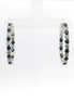 14K White Gold Sapphire And Diamond Inside/Out Hoop Earrings