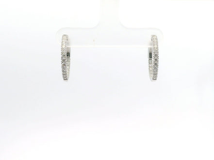 14K White Gold 0.70 CTW Diamond Huggie Hoop Earrings