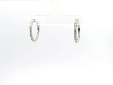 14K White Gold 0.70 CTW Diamond Huggie Hoop Earrings