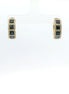 14K Yellow Gold Sapphire and Diamond Huggie Hoop Gemstone Earrings