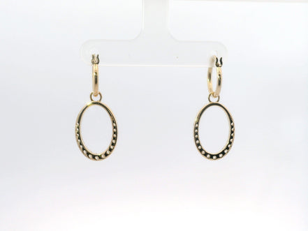 14K Yellow Gold And 0.53 CTW Diamond Oval Shaped Drop Dangle Earrings