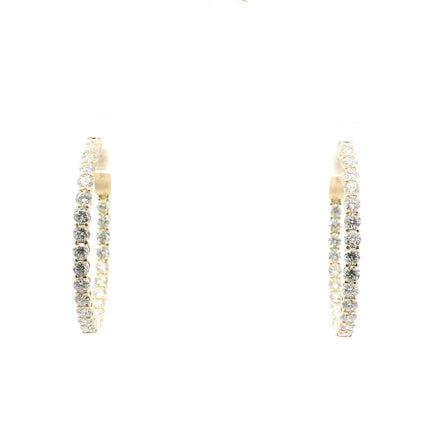 14K Yellow Gold 2 CTW Lab Grown Diamond Inside/Out Hoop Earrings