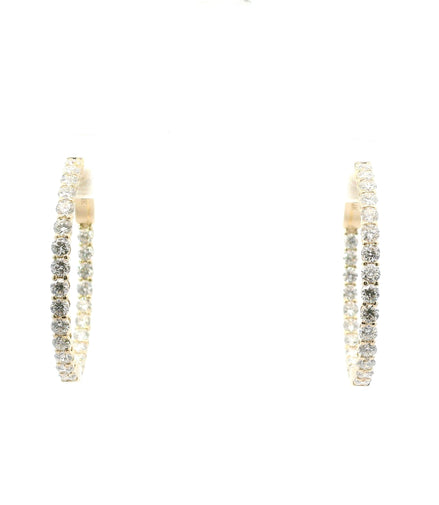 14K Yellow Gold 2 CTW Lab Grown Diamond Inside/Out Hoop Earrings