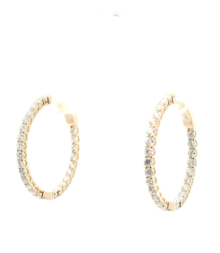 14K Yellow Gold 2 CTW Lab Grown Diamond Inside/Out Hoop Earrings