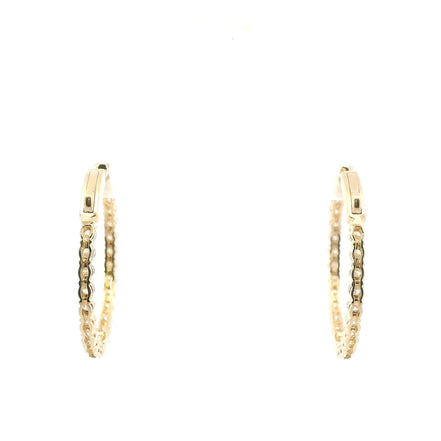14K Yellow Gold 2 CTW Lab Grown Diamond Inside/Out Hoop Earrings
