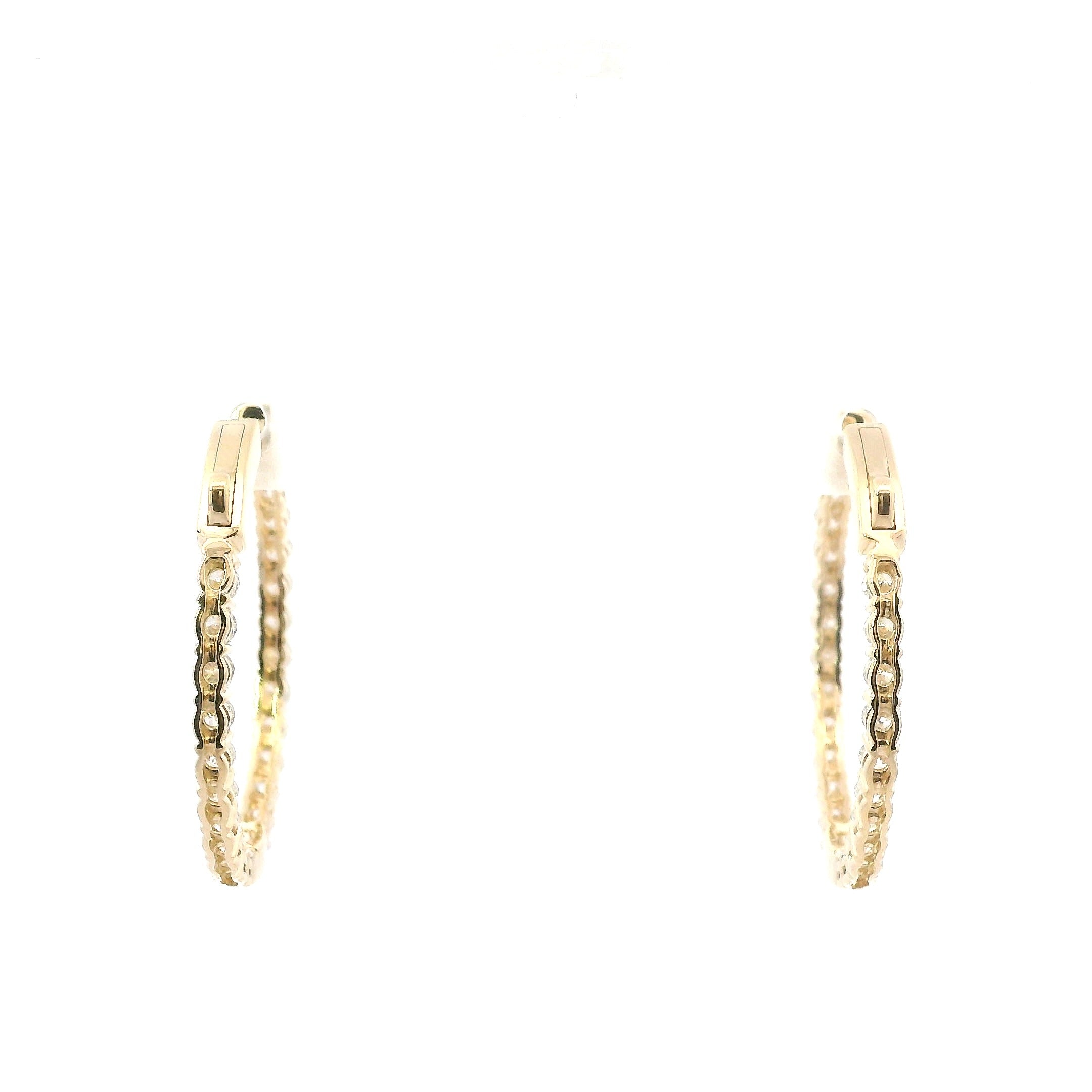 14K Yellow Gold 2 CTW Lab Grown Diamond Inside/Out Hoop Earrings
