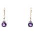 14K Yellow Gold Diamond & Amethyst Dangle Earrings