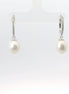 14K White Gold Diamond & Pearl Drop Dangle Earrings