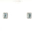 14K White Gold Diamond & Aquamarine Emerald Shaped Stud Earrings