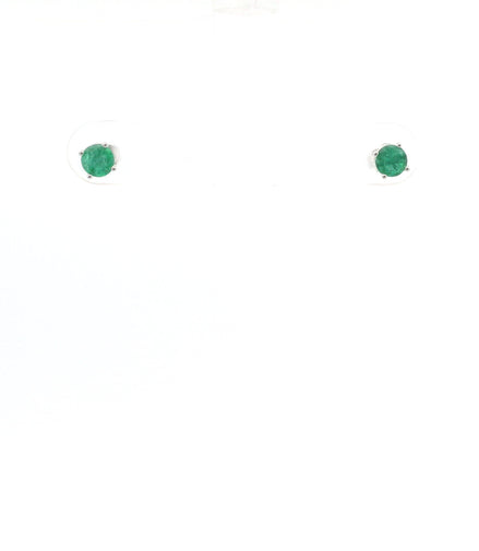 14K White Gold 0.50 CT Emerald Round Stud Earrings