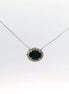 14K White Gold Sapphire and Diamond Oval Shaped East/West Pendant Necklace