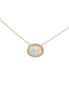 14K Yellow Gold Opal and Diamond Oval Shaped Pendant Necklace