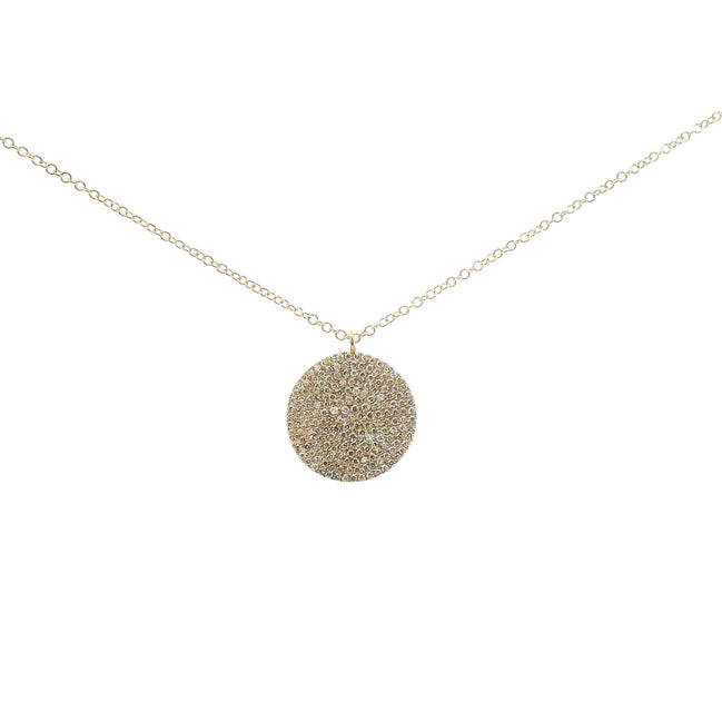 14K Yellow Gold Round Cluster Diamond Necklace