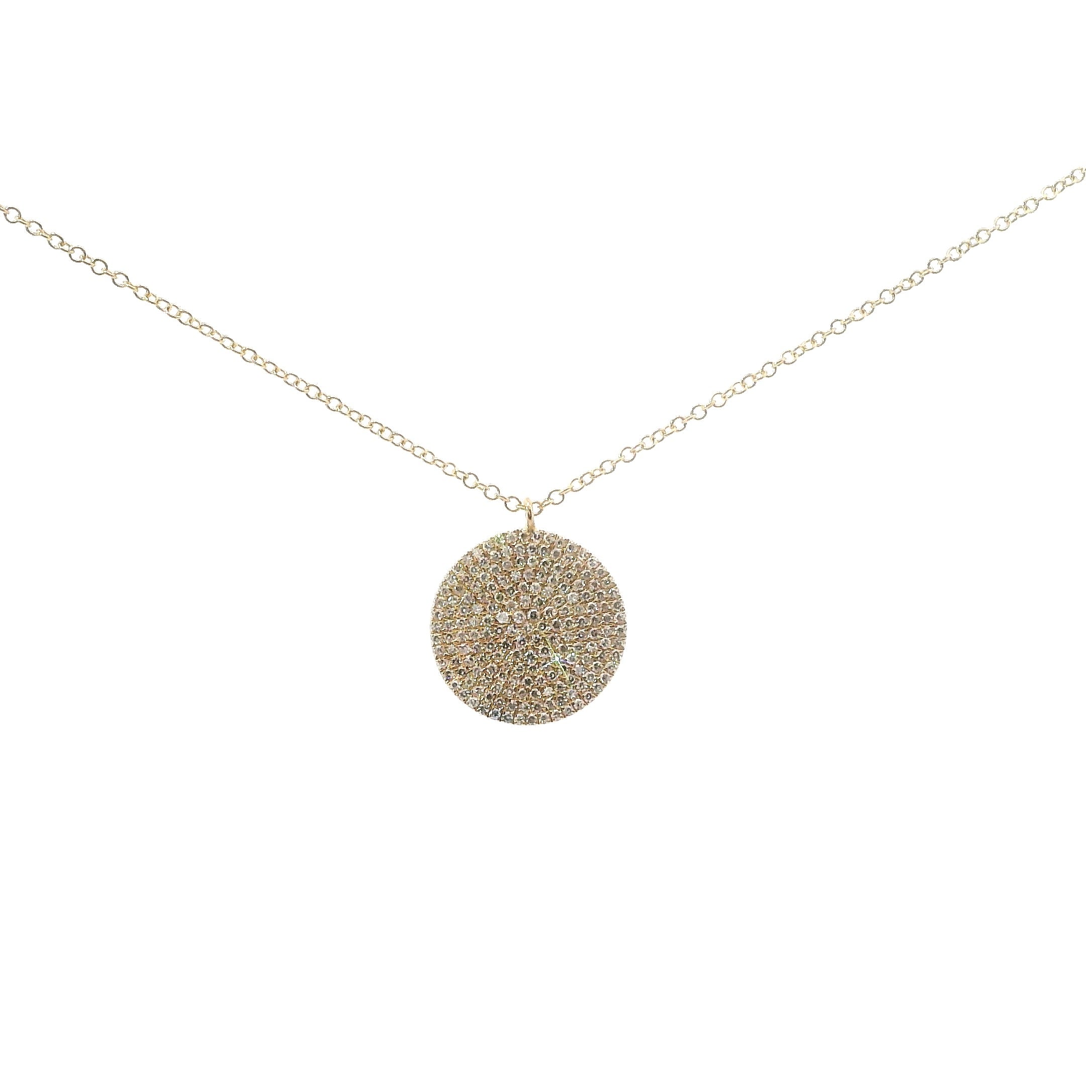 14K Yellow Gold Round Cluster Diamond Necklace