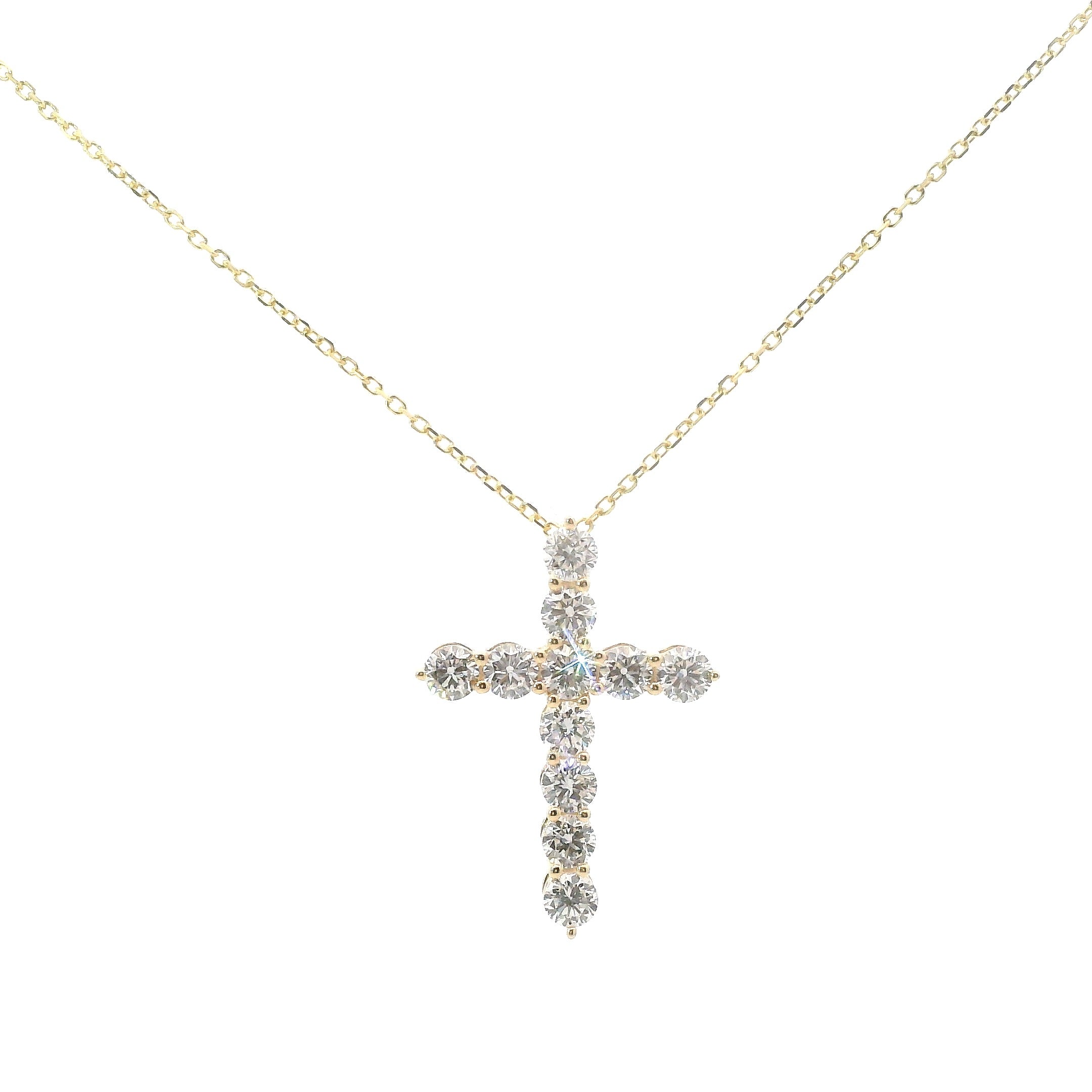14K Yellow Gold 1 CTW Lab Grown Diamond Cross Pendant Necklace