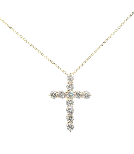 14K Yellow Gold 1 CTW Lab Grown Diamond Cross Pendant Necklace