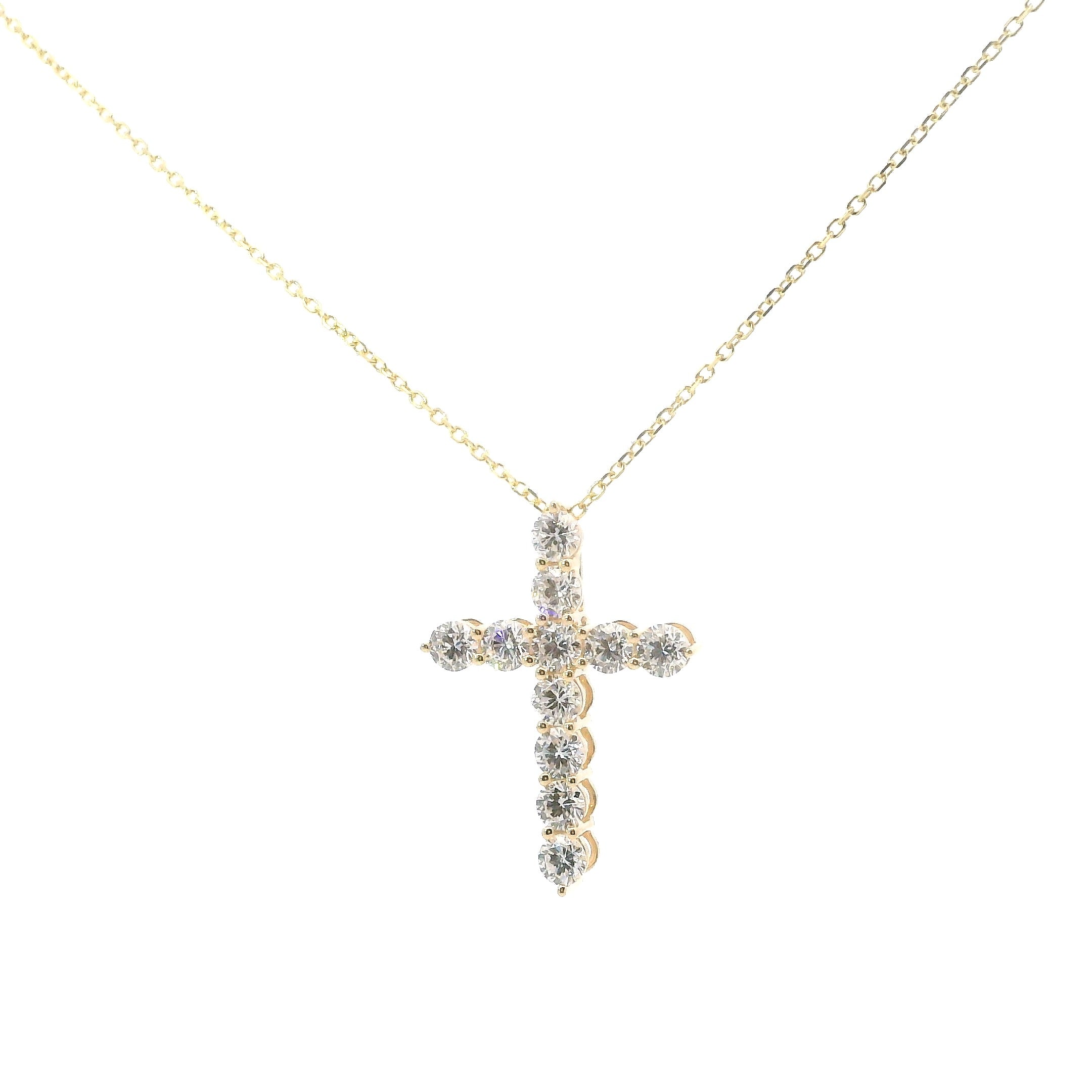 14K Yellow Gold 1 CTW Lab Grown Diamond Cross Pendant Necklace