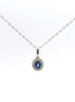 14K White Gold Diamond & Sapphire Oval Shaped Pendant Necklace 18"
