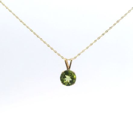 14K Yellow Gold 2 CT Peridot Pendant Necklace