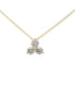 14K Yellow Gold 1 CT Diamond Three Stone Cluster Pendant Necklace