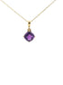 14K Yellow Gold Diamond And Amethyst Kite Cut Pendant Necklace