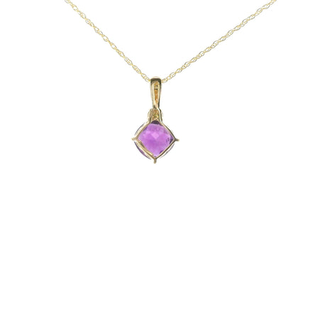 14K Yellow Gold Diamond And Amethyst Kite Cut Pendant Necklace