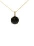 14K Yellow Gold Diamond And Round Garnet Pendant Necklace