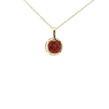 14K Yellow Gold Diamond And Round Garnet Pendant Necklace