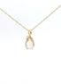 14K Yellow Gold Diamond And Ethiopian Opal Oval Pendant Necklace