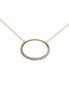 14K Yellow Gold Diamond And Polished Oval Pendant Necklace