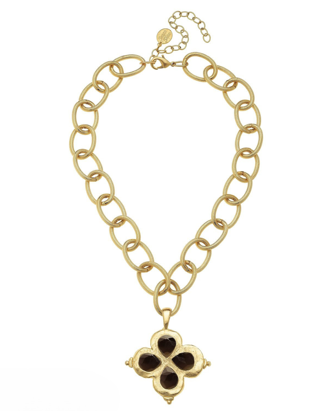 Susan Shaw Brown Stone Clover Necklace