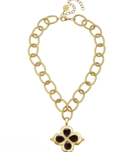 Susan Shaw Brown Stone Clover Necklace