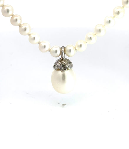 Raymond Mazza 14K White Gold Pearl Necklace