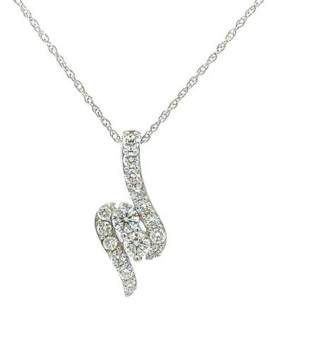 14K White Gold 1.0 CT Diamond Pendant Necklace