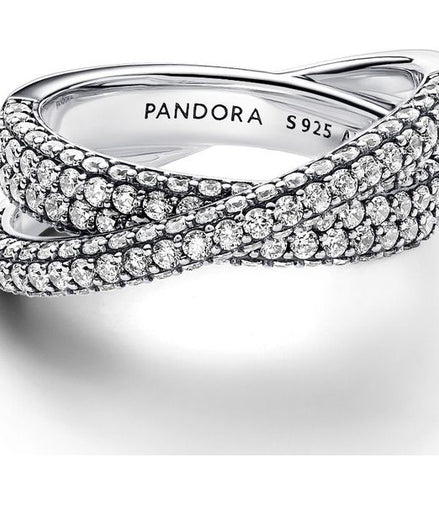 Pandora Timeless Pavé Crossover Dual Band Ring Size 9