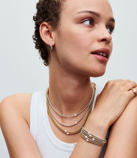 Pandora Timeless Treated Freshwater Cultured Pearl & Beads Hoop Earrings