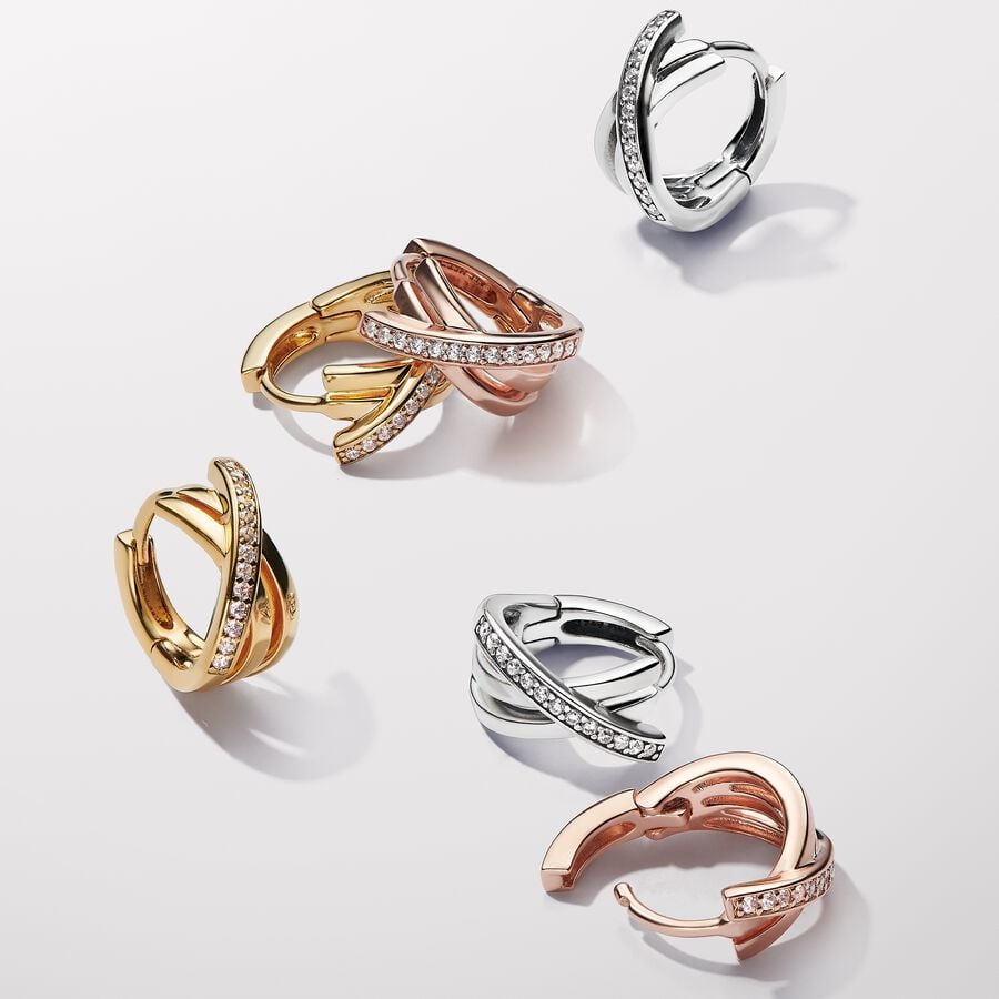 Pandora Signature Crossover Pavé Hoop Earrings