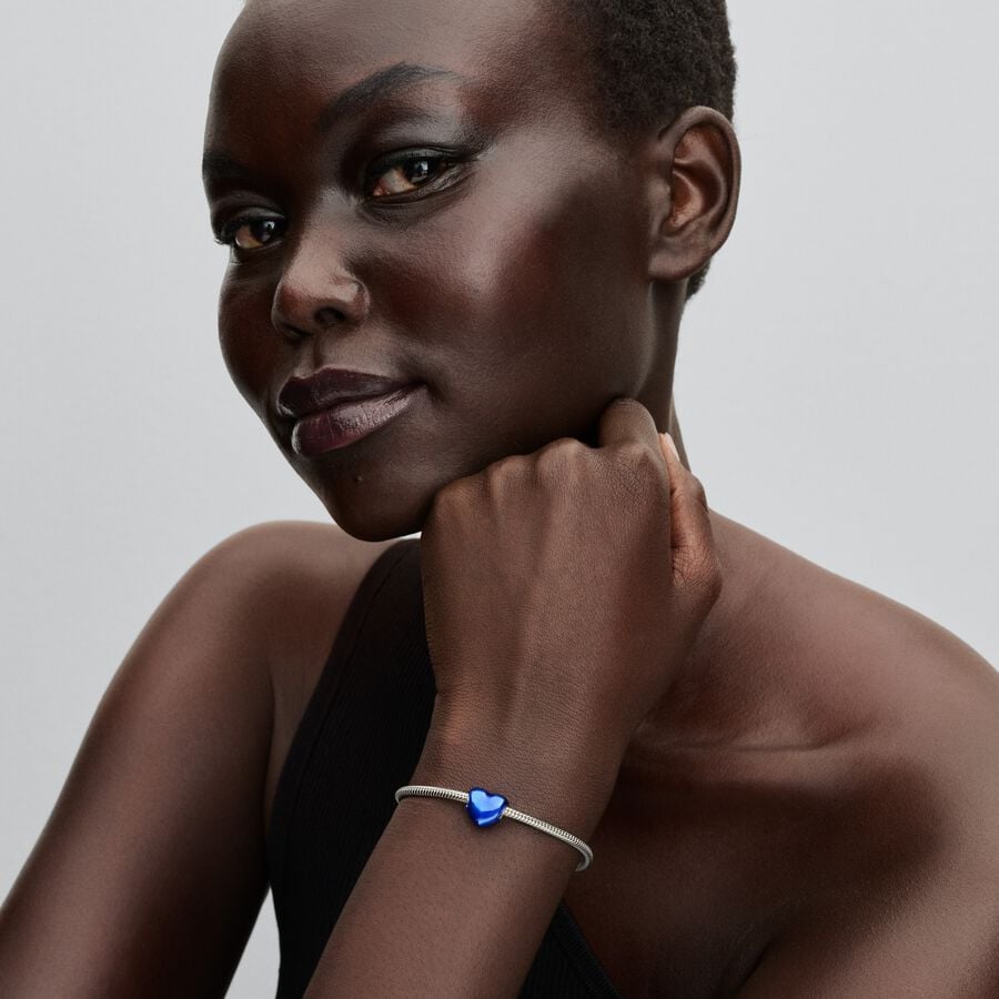 Pandora Moments Metallic Blue Heart Charm