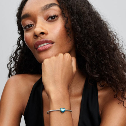 Pandora Moments Metallic Sky Blue Heart Charm